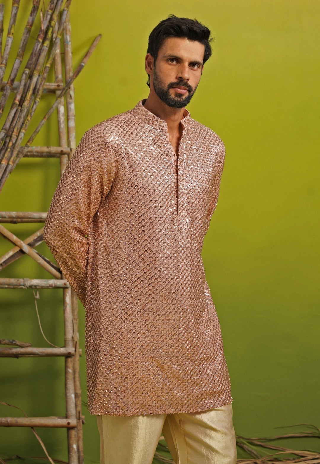 Pink Tissue Short Kurta Set Kalpraag - Fabilicious Fashion