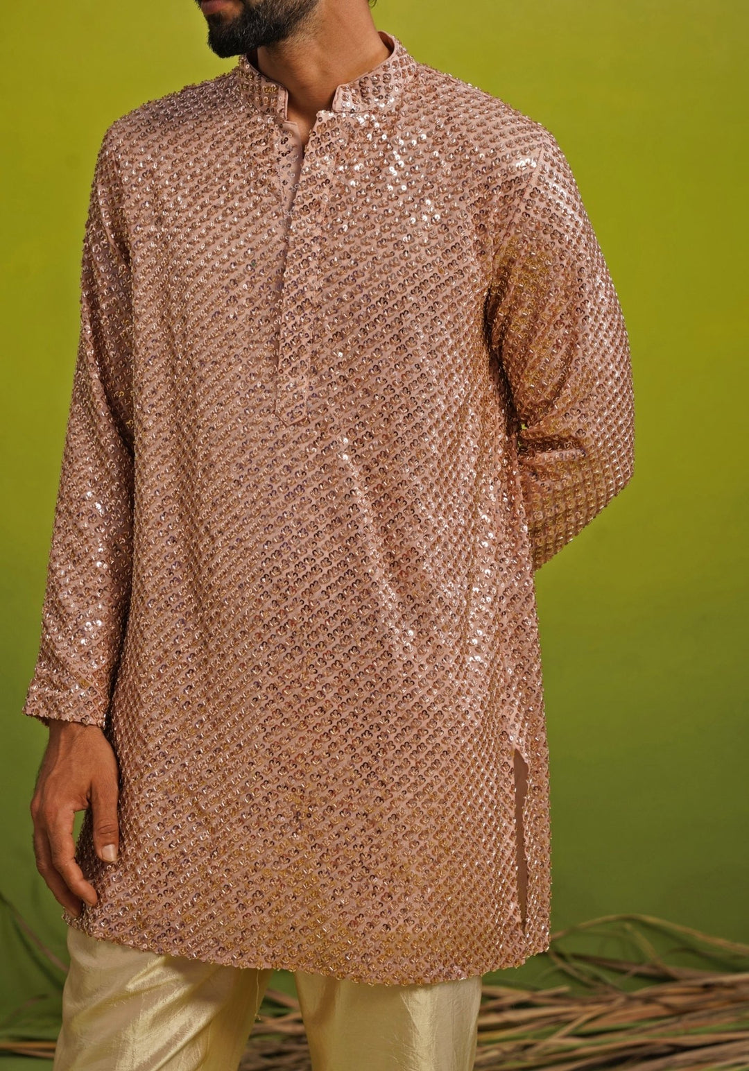 Pink Tissue Short Kurta Set Kalpraag - Fabilicious Fashion