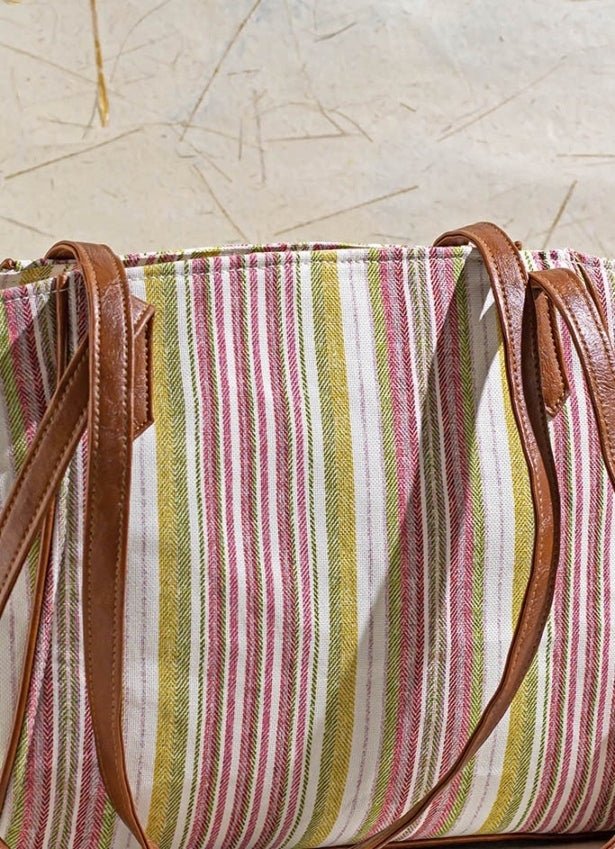 Pink Woven Tote Bag AMYRA - Fabilicious Fashion