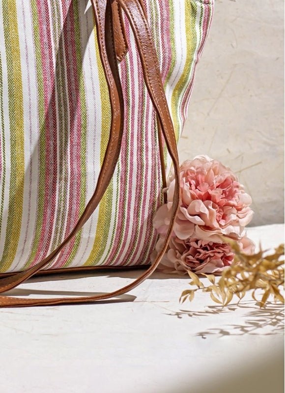 Pink Woven Tote Bag AMYRA - Fabilicious Fashion