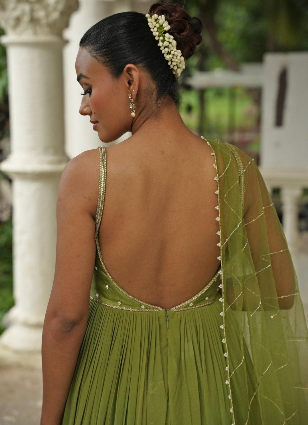 Pista Green Crepe Anarkali Set Enamour by Radha - Fabilicious Fashion