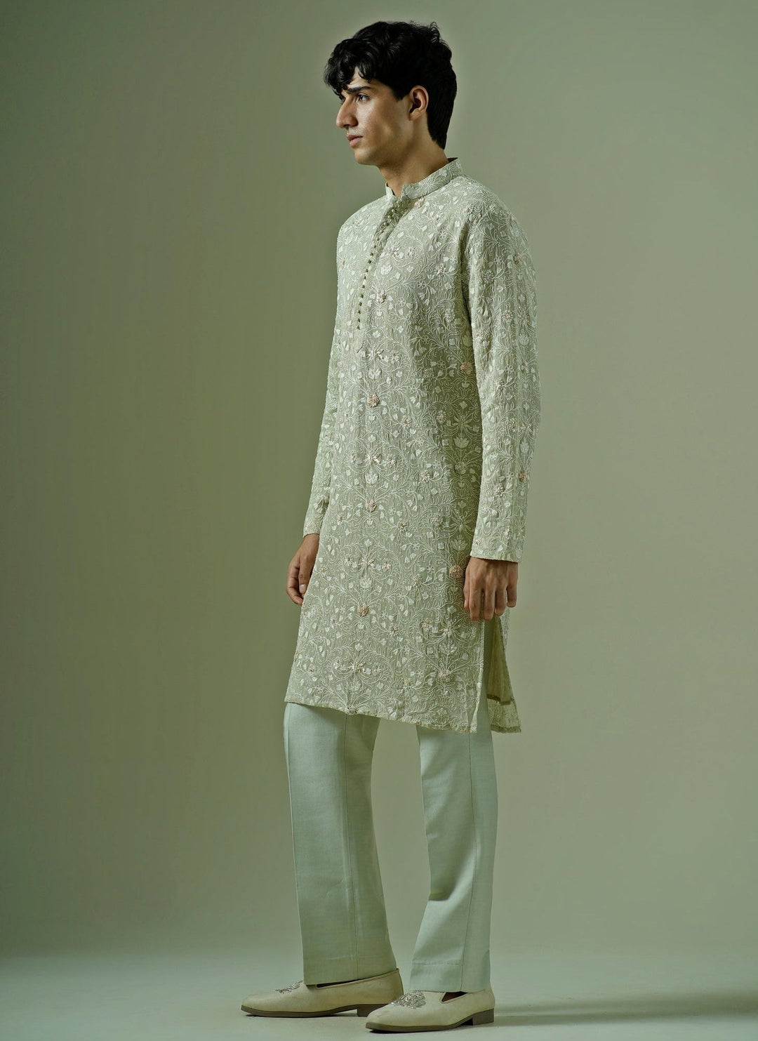 Darzi House Pista Green Georgette Kurta SetFabilicious Fashion