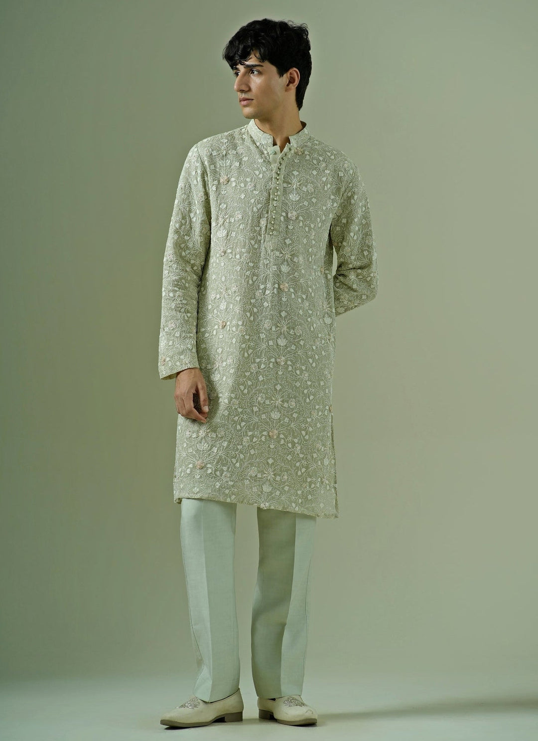 Darzi House Pista Green Georgette Kurta SetFabilicious Fashion