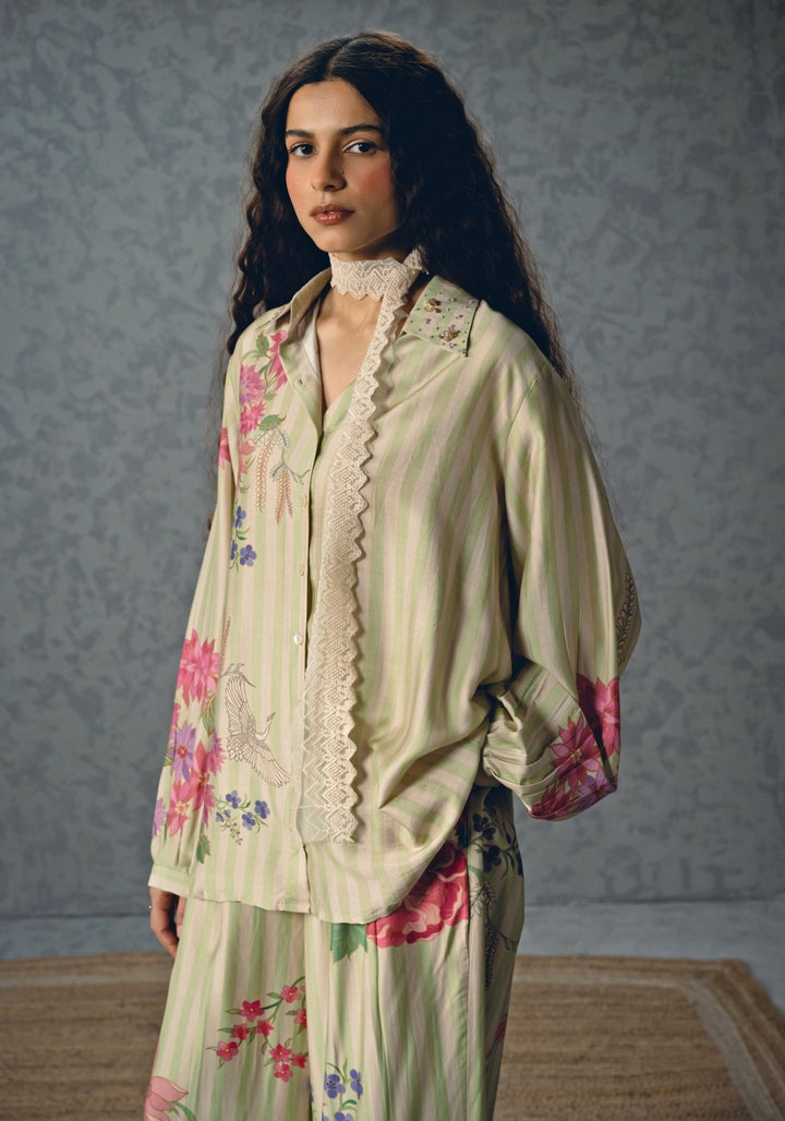 Paulmi and Harsh X Ease Pista Green Silk Co - Ord SetFabilicious Fashion