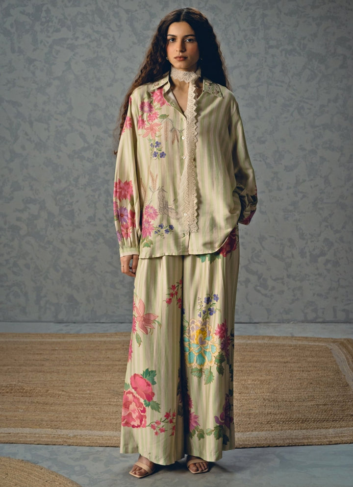 Paulmi and Harsh X Ease Pista Green Silk Co - Ord SetFabilicious Fashion