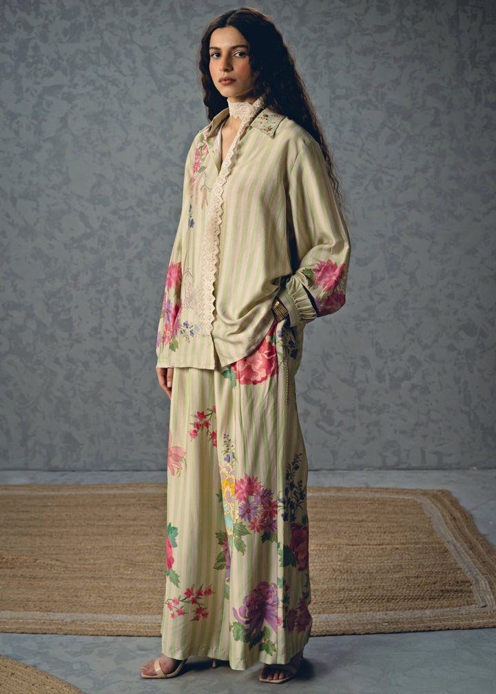 Paulmi and Harsh X Ease Pista Green Silk Co - Ord SetFabilicious Fashion