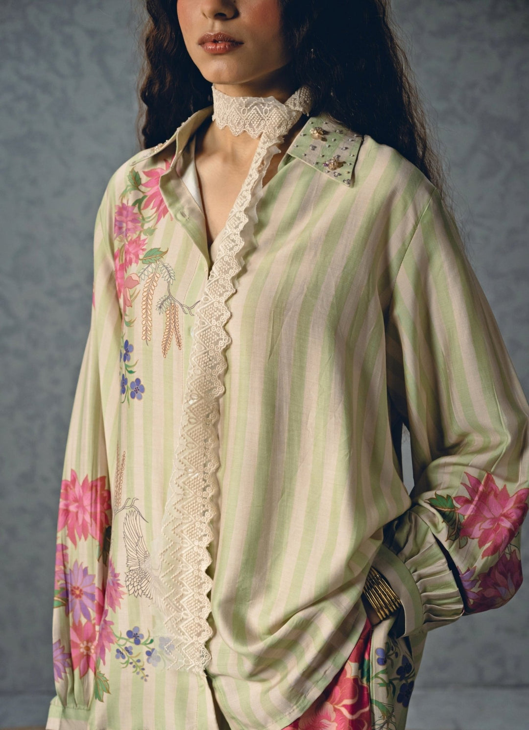 Paulmi and Harsh X Ease Pista Green Silk Co - Ord SetFabilicious Fashion