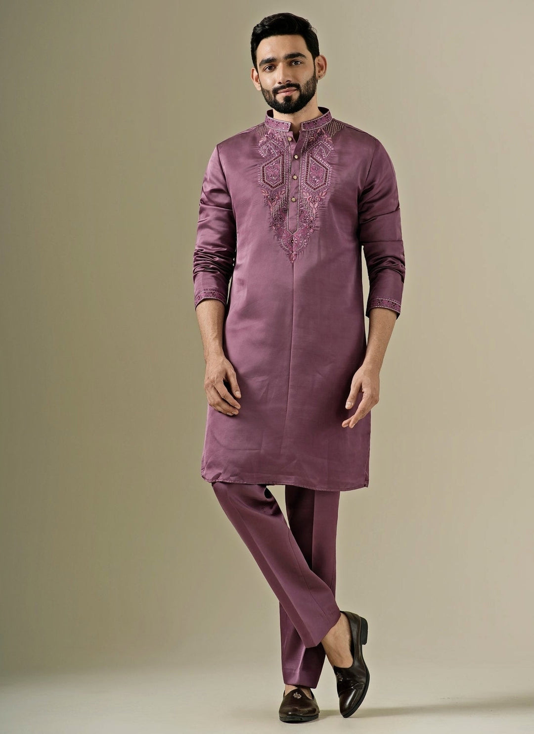 Darzi House Plum Purple Silk Blend Kurta SetFabilicious Fashion