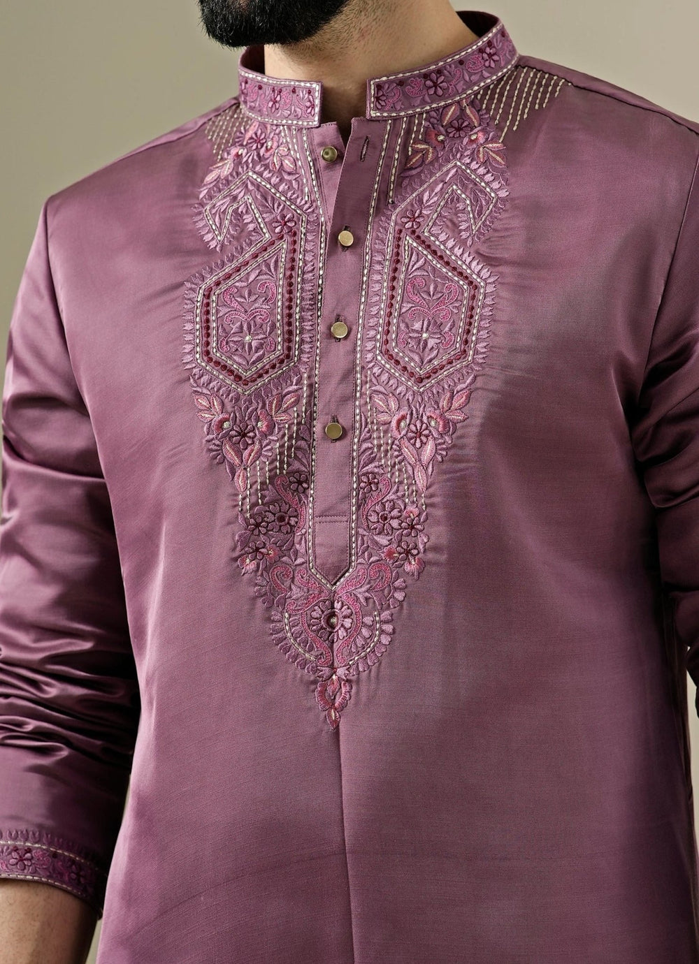 Darzi House Plum Purple Silk Blend Kurta SetFabilicious Fashion