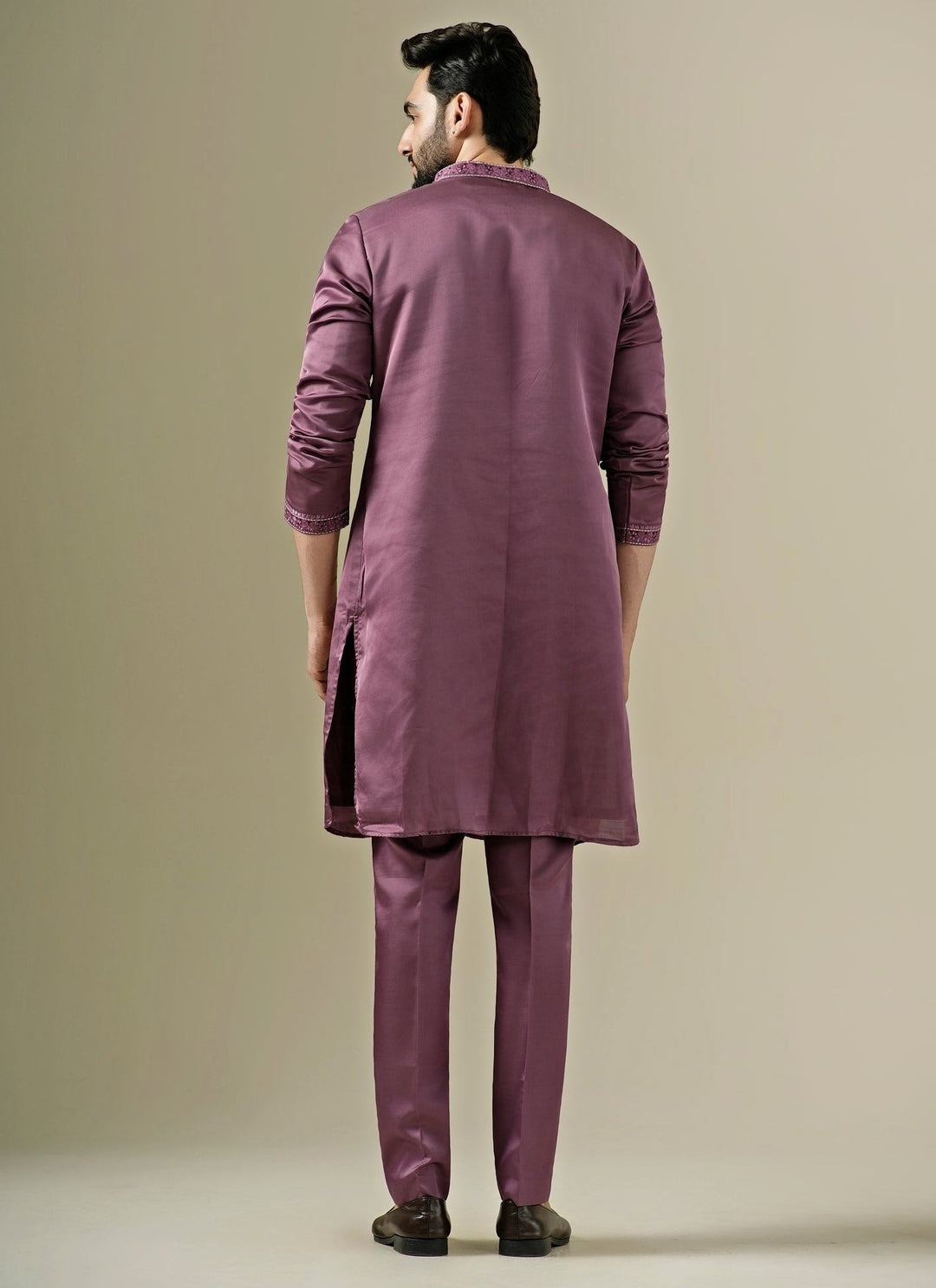 Darzi House Plum Purple Silk Blend Kurta SetFabilicious Fashion