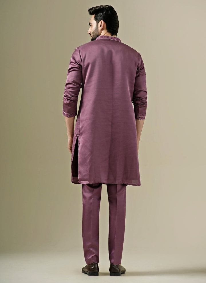Darzi House Plum Purple Silk Blend Kurta SetFabilicious Fashion