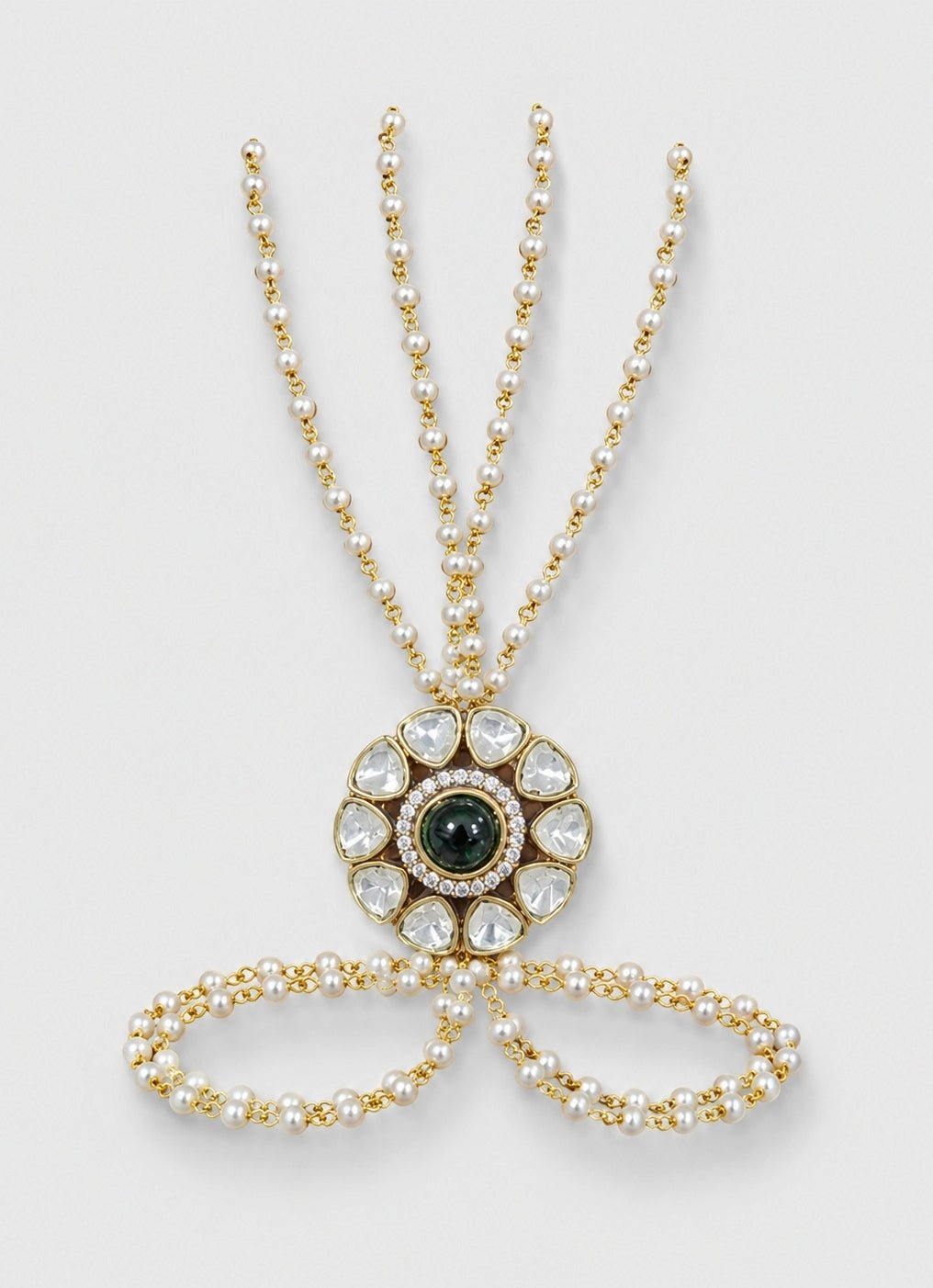 Vivinia By Vidhi Mehra Polki And Pearl Floral Haathphool BraceletFabilicious Fashion