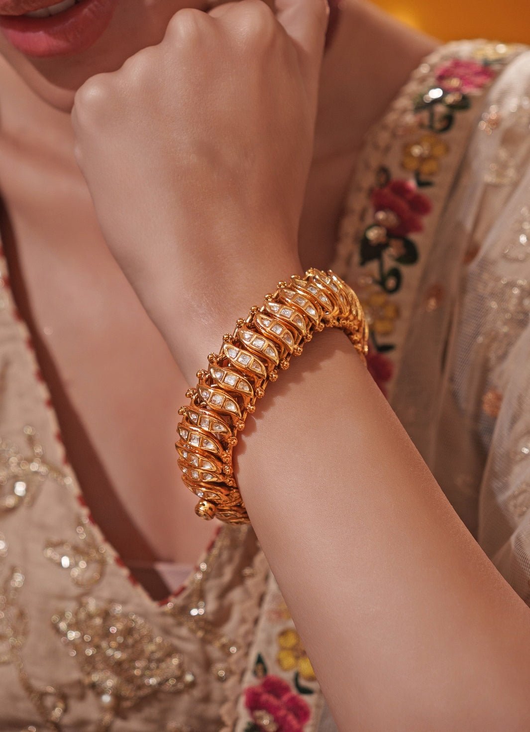 Polki Gold Bracelet Zevar by Geeta - Fabilicious Fashion