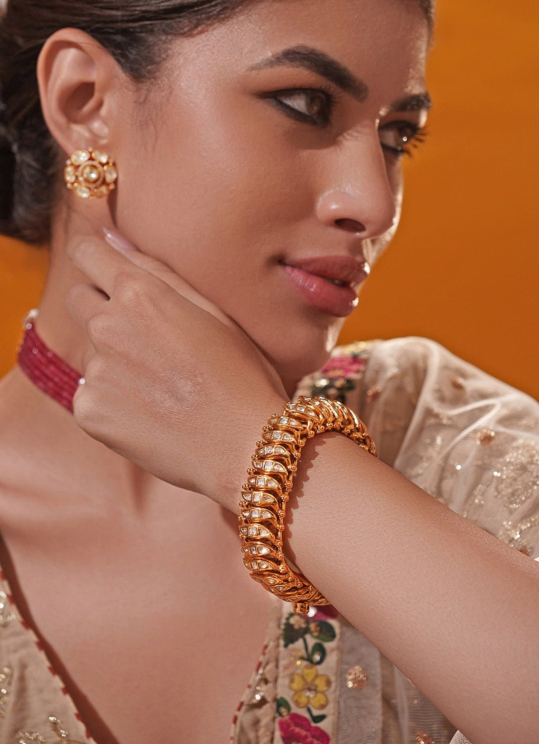 Polki Gold Bracelet Zevar by Geeta - Fabilicious Fashion