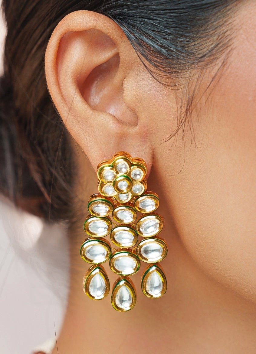 Polki Gold Necklace Set Zevar by Geeta - Fabilicious Fashion