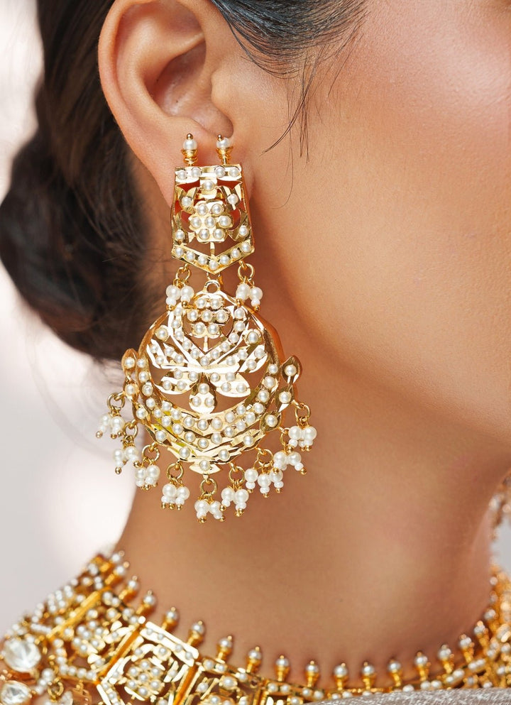 Polki Jadau Gold Necklace Set Zevar by Geeta - Fabilicious Fashion