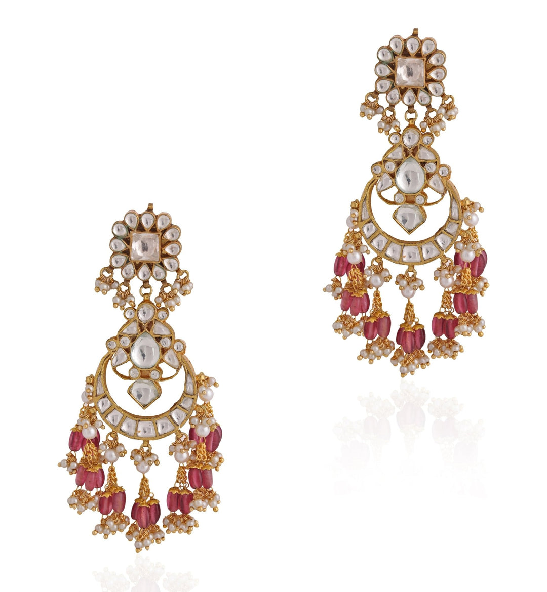 Polki Kundan Necklace Set With Chandbali Earrings Riana by Shikha Jindal - Fabilicious Fashion