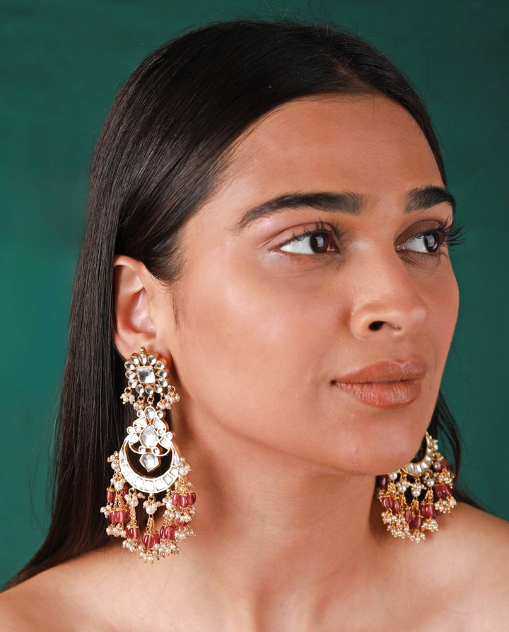 Polki Kundan Necklace Set With Chandbali Earrings Riana by Shikha Jindal - Fabilicious Fashion