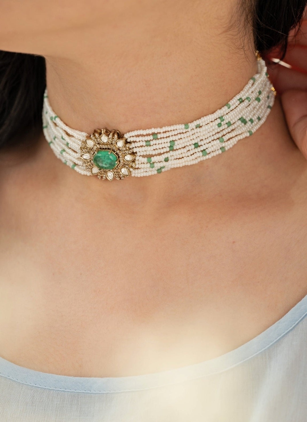 Do Taara Polki Mint Green ChokerFabilicious Fashion