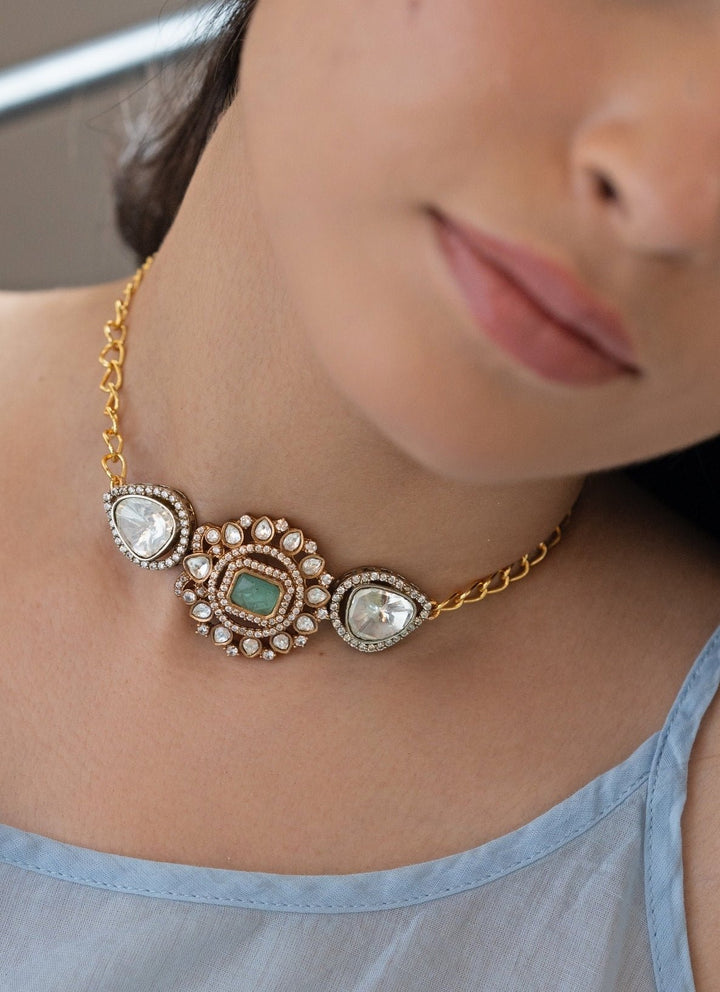 Do Taara Polki Mint Green NecklaceFabilicious Fashion