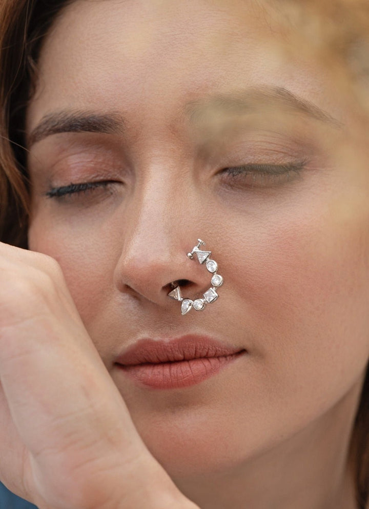 Do Taara Polki Silver NosepinFabilicious Fashion