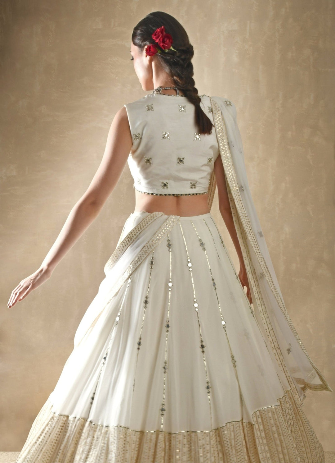 Porcelain White And Gold Lehenga Renee Label - Fabilicious Fashion