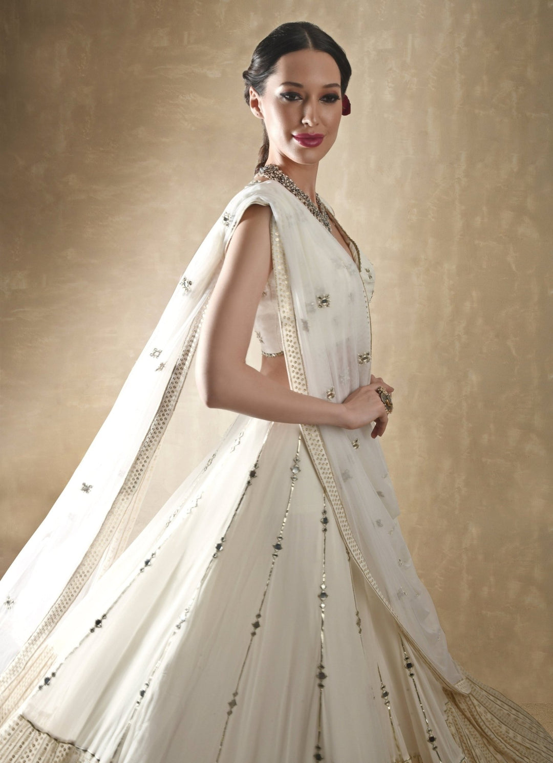 Porcelain White And Gold Lehenga Renee Label - Fabilicious Fashion