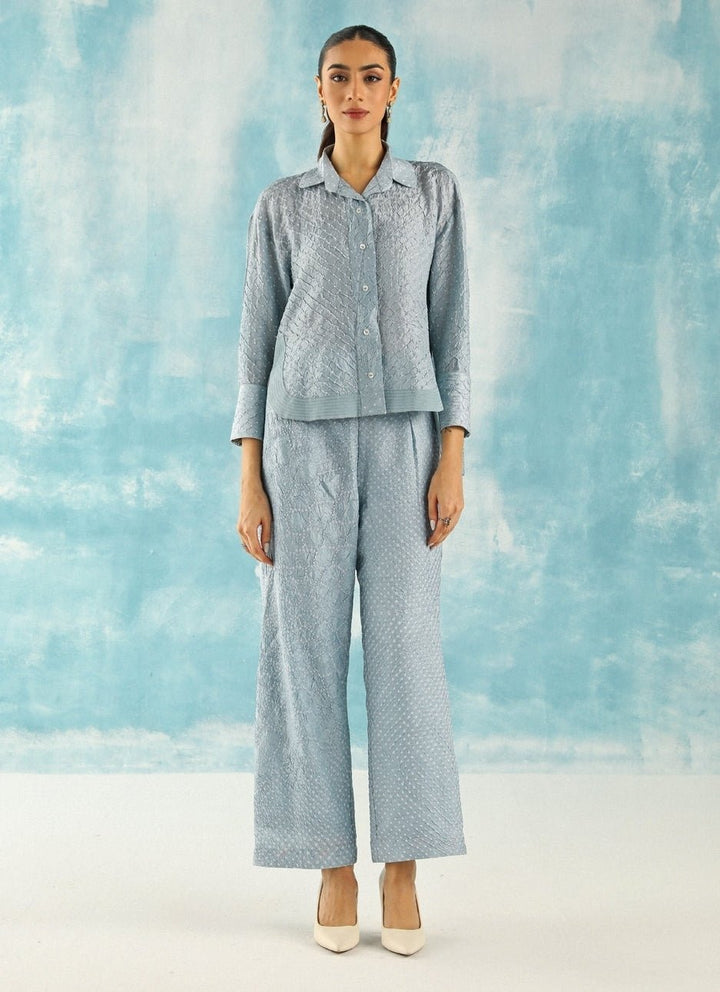 Twenty Nine Powder Blue Bandhani Shirt With PalazzoFabilicious Fashion