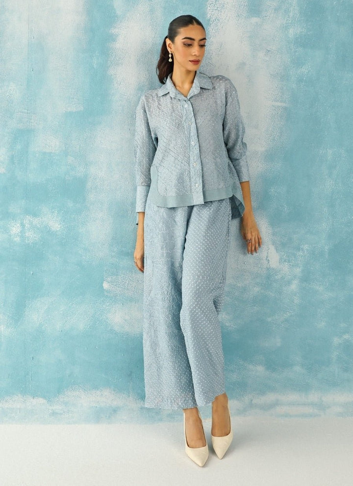 Twenty Nine Powder Blue Bandhani Shirt With PalazzoFabilicious Fashion
