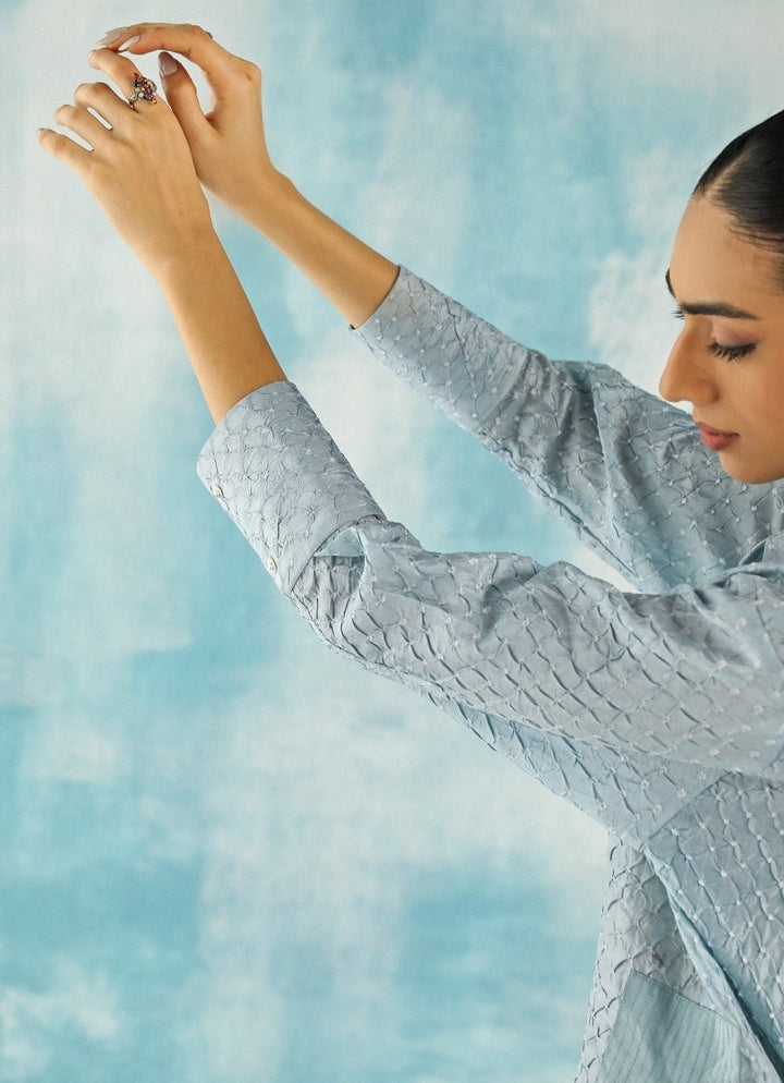 Twenty Nine Powder Blue Bandhani Shirt With PalazzoFabilicious Fashion