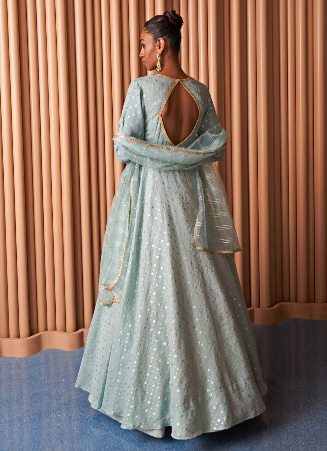 Rishi and Vibhuti Powder Blue Chanderi Anarkali SetFabilicious Fashion
