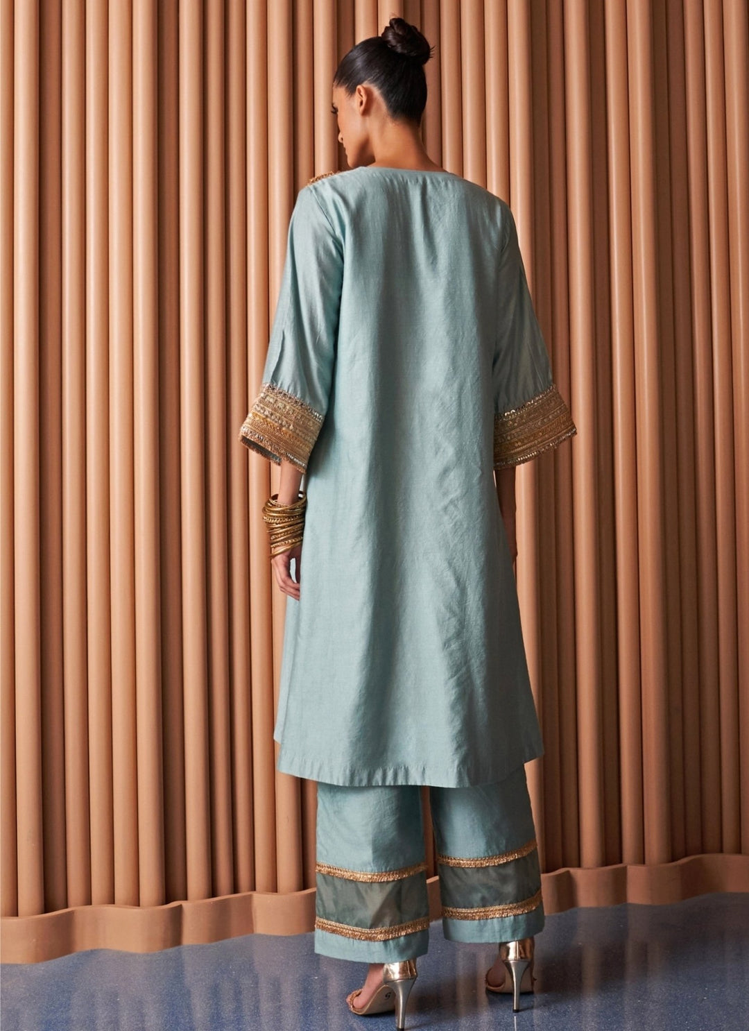Rishi and Vibhuti Powder Blue Chanderi Kurta Pants SetFabilicious Fashion