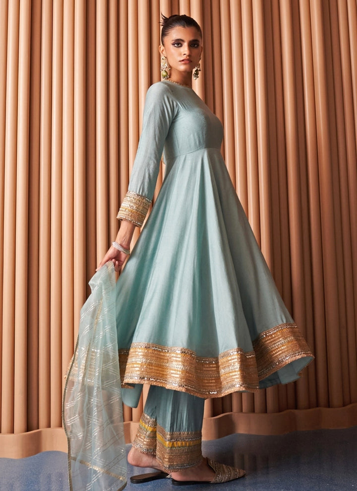 Rishi and Vibhuti Powder Blue Crepe Anarkali SetFabilicious Fashion