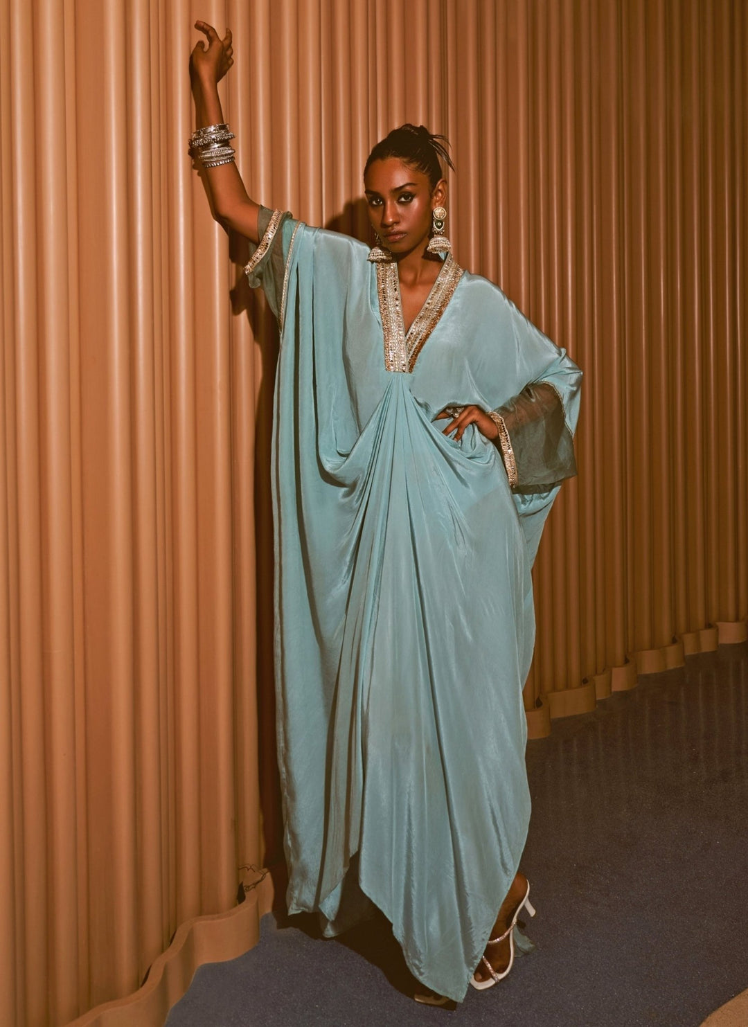 Rishi and Vibhuti Powder Blue Crepe KaftanFabilicious Fashion