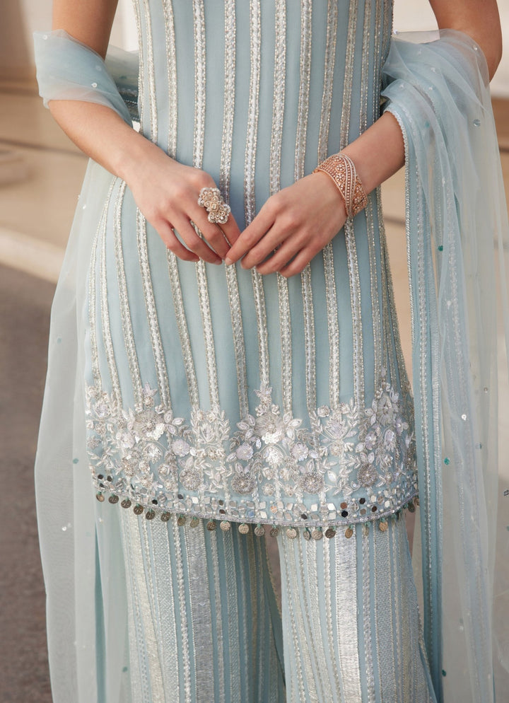Powder Blue Embroidered Georgette Kurta Pant Set Sanya Gulati - Fabilicious Fashion