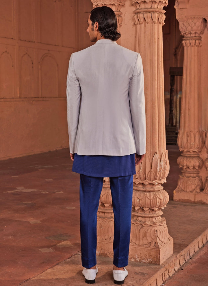 Powder Blue Hand - Painted Embroidered Jacket Set Contrast By Parth - Fabilicious Fashion