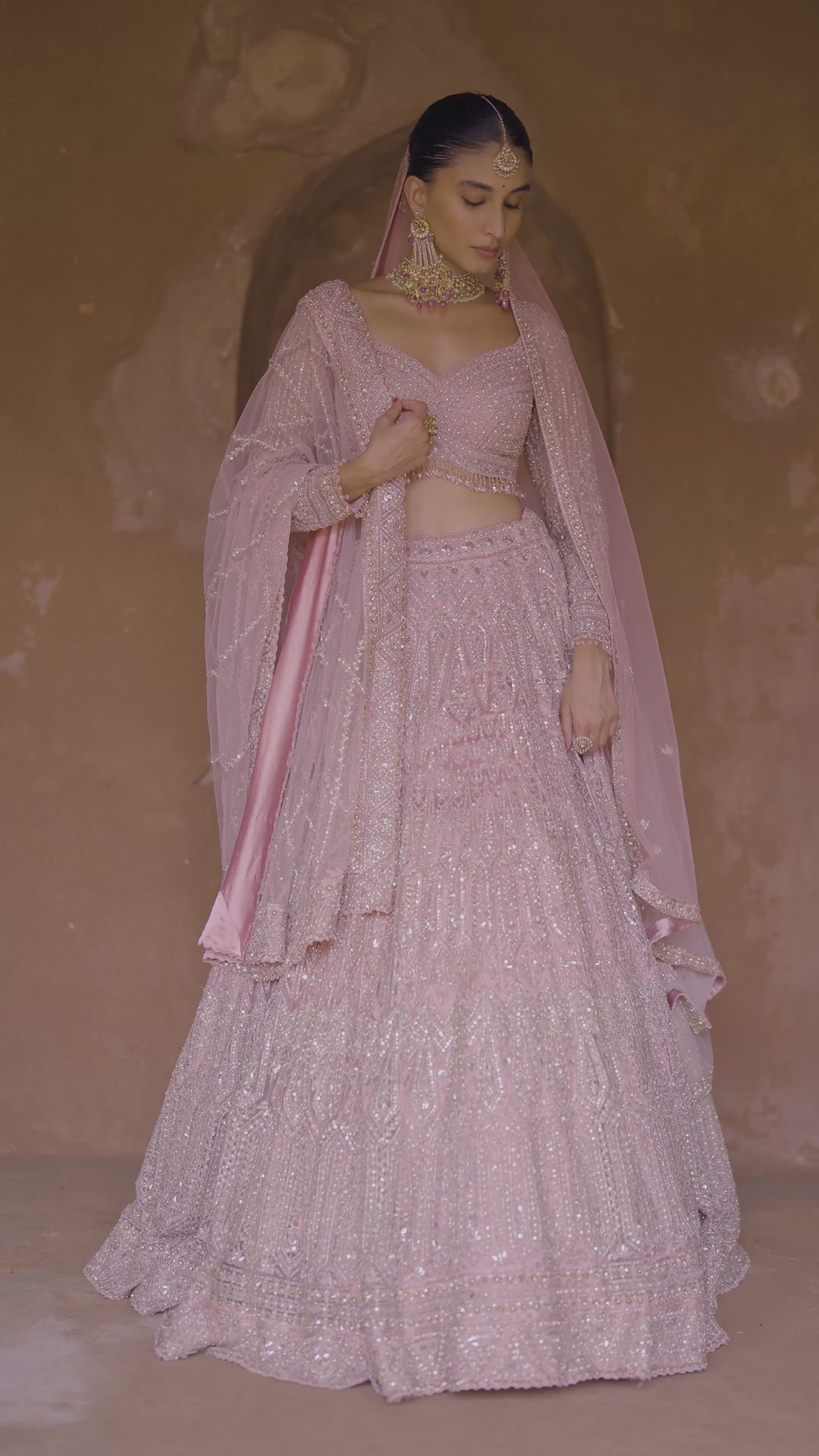 Rose Pink Bridal Lehenga Set