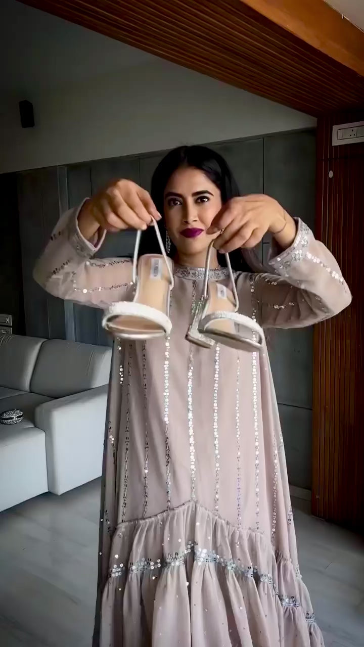 Beige Gold High Low Kurta Set