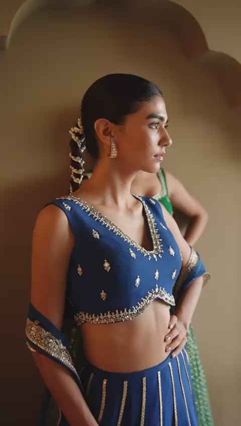 Emerald Green Georgette Lehenga Set