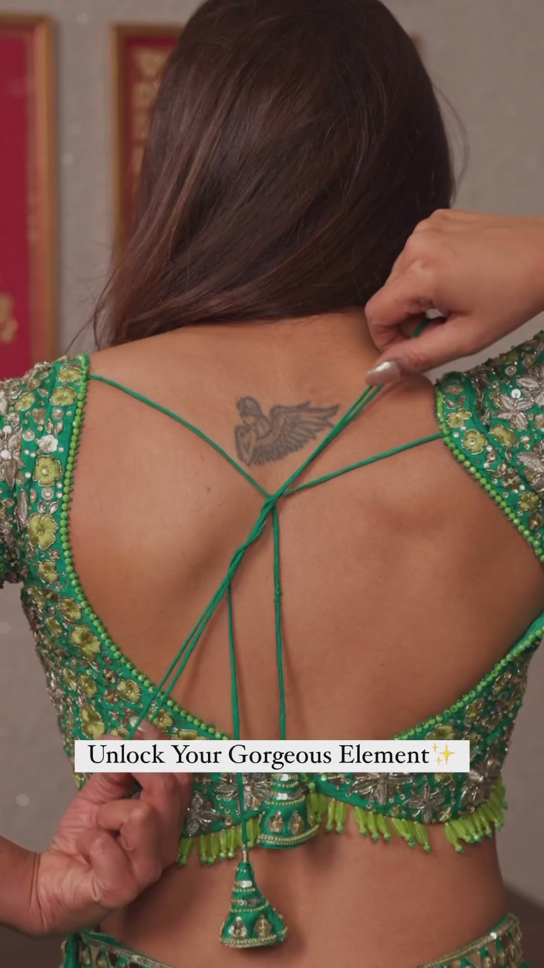 Fern Green And Yellow Silk Embellished Lehenga Set