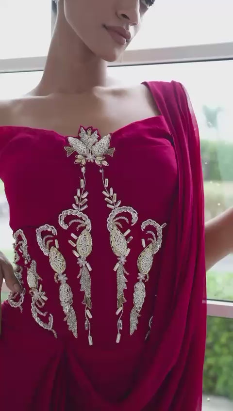 Rani Pink Georgette Concept Saree