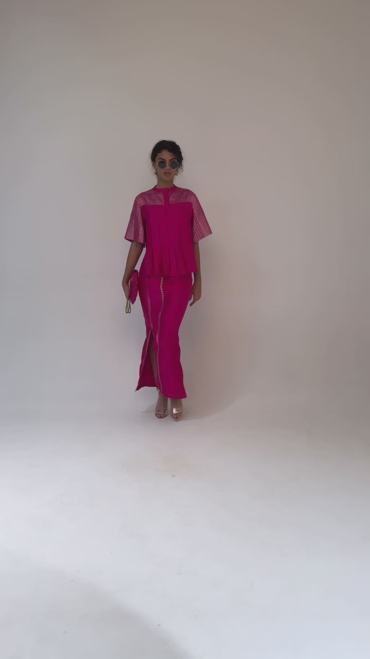 Pink Brocade Silk Kaftan