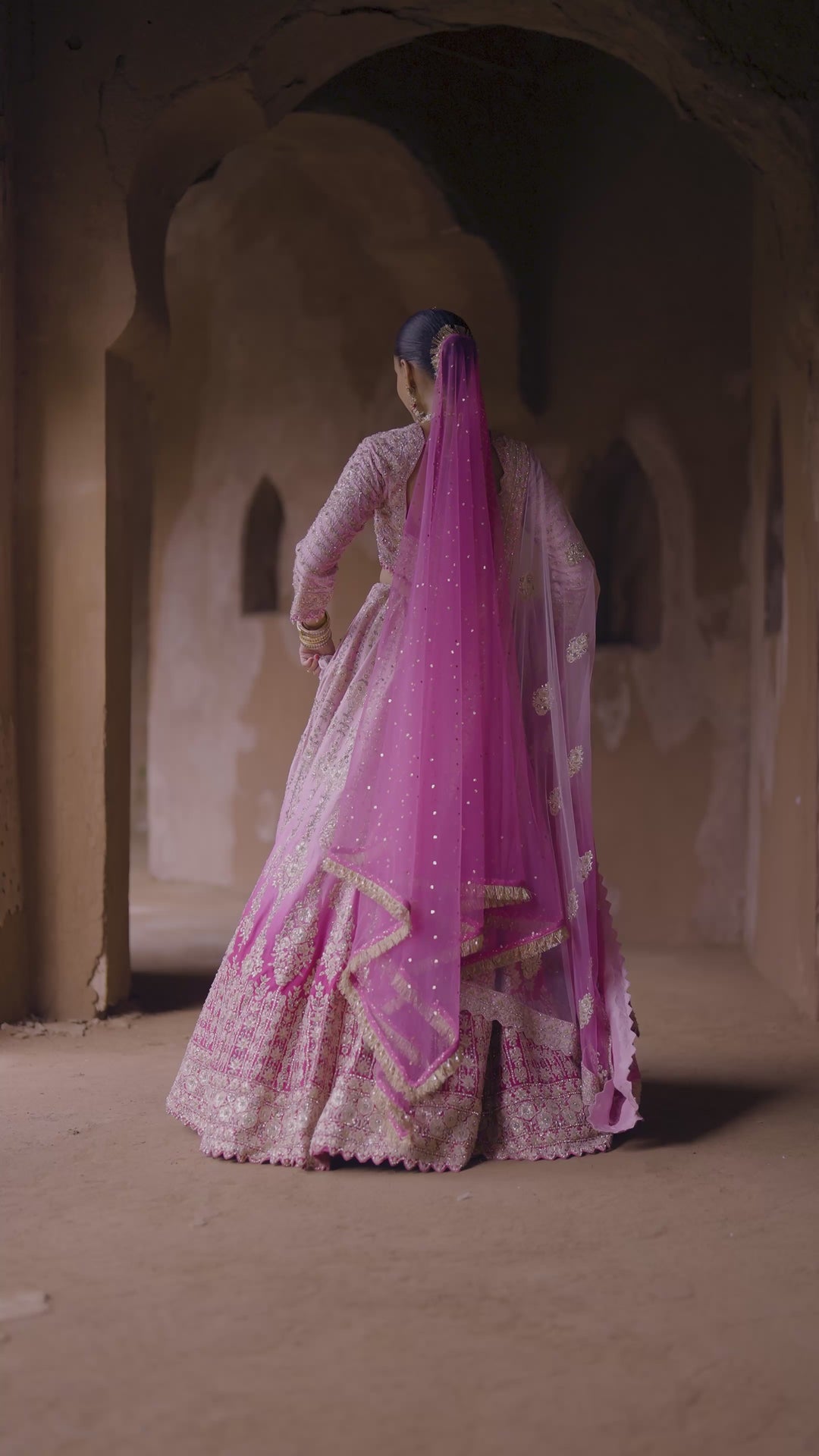 Radiant Pink Ombre Bridal Lehenga Set