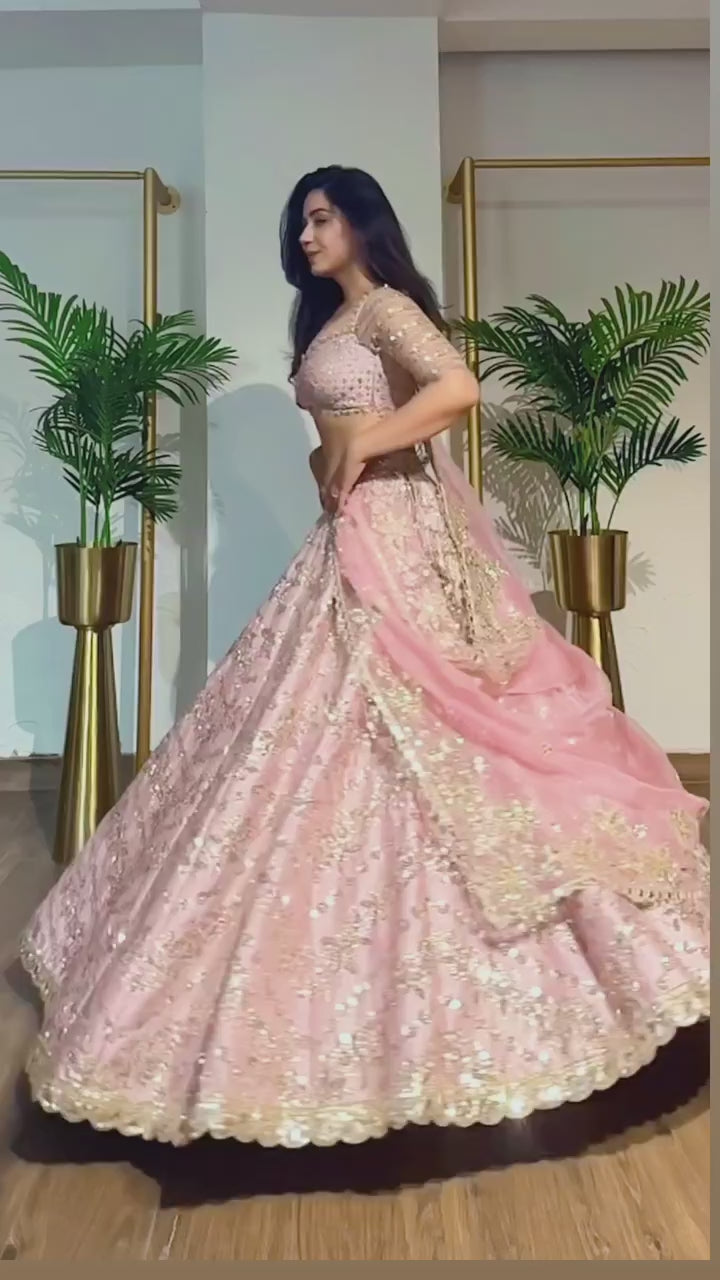 Soft Pink Bridal Lehenga Set
