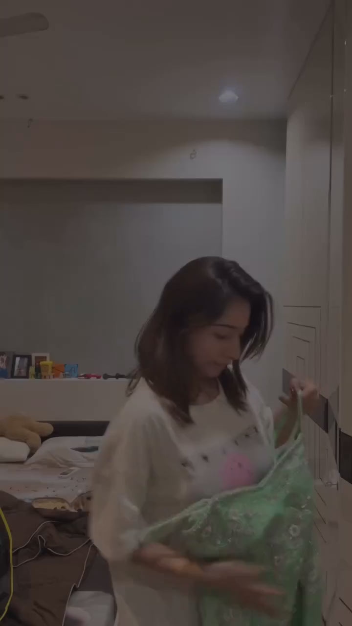 Ivory And Green Silk Sharara Set