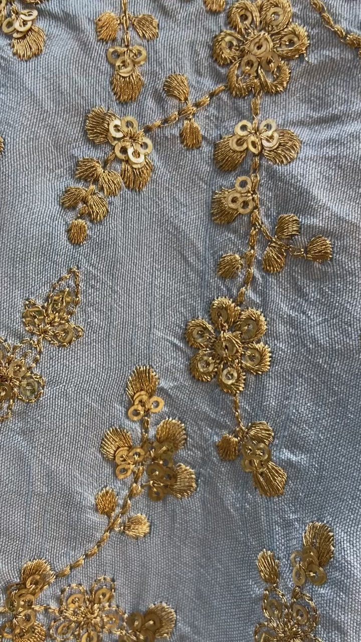 Powder Blue Embellished Kurta Palazzo Set