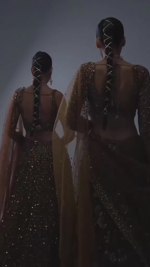 Gold Sequinned Bridal Lehenga Set