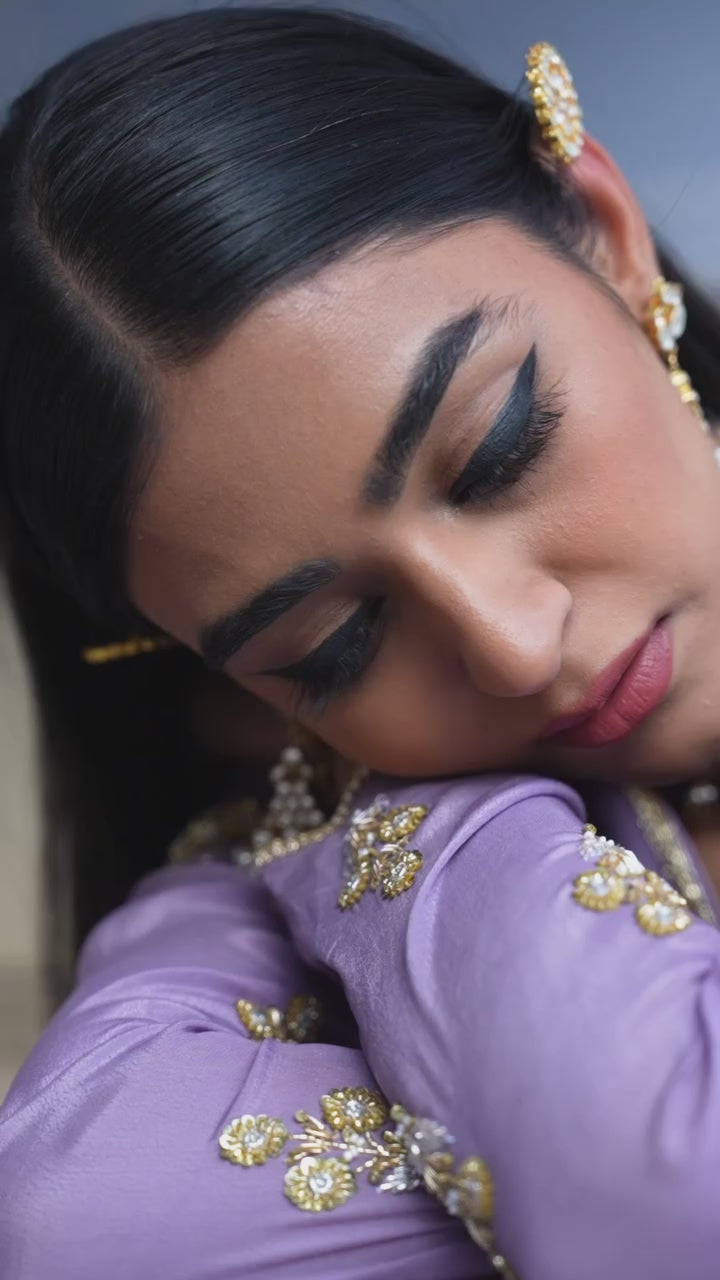 Lilac Crepe Embroidered Floor-Length Anarkali With Dupatta