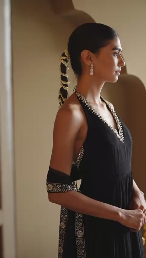 Black Georgette Anarkali Gown