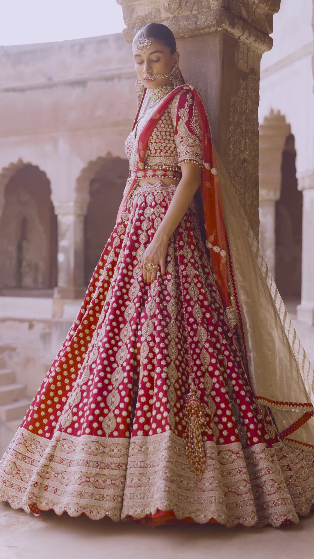 Maroon Zardosi Work Bridal Lehenga Set